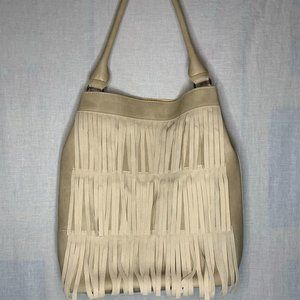 Tan Suede Shabby Chic Tassel Tote NWOT
